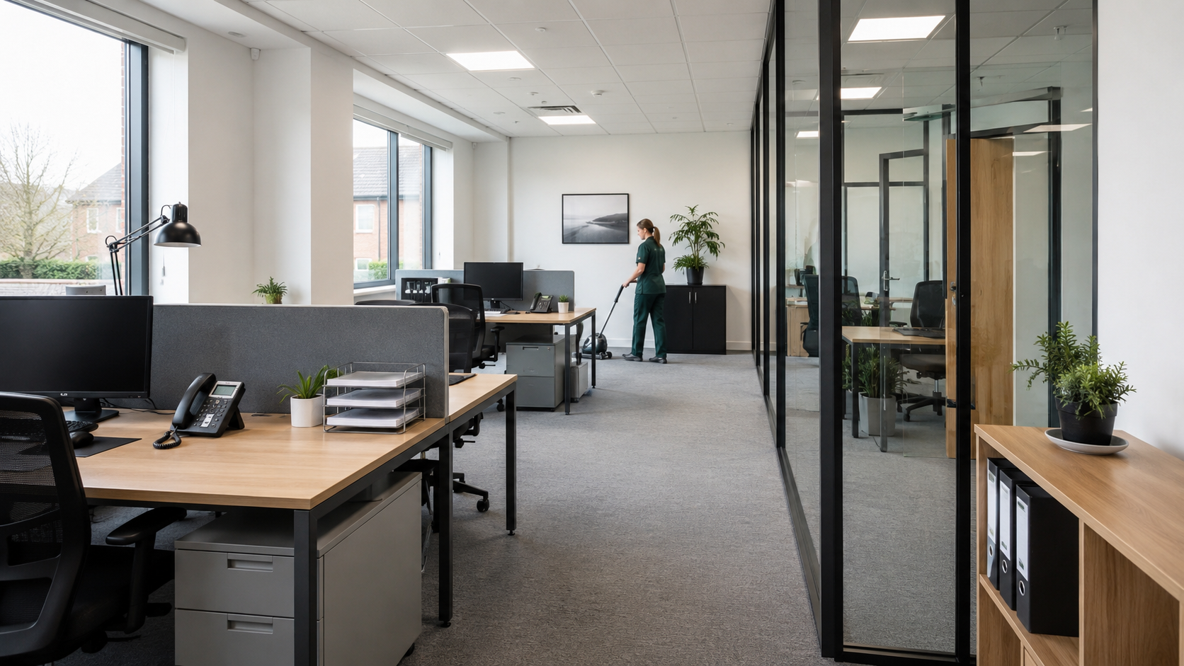 Professionally presented office after cleaning